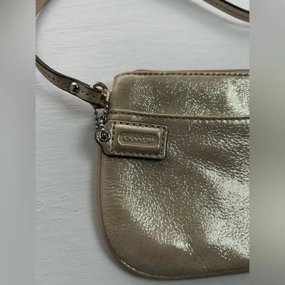 Coach Gold Wristlet and Faux Pearl Stud Earrings on Sterling Silver Posts -7-8mm - Picture 6 of 12